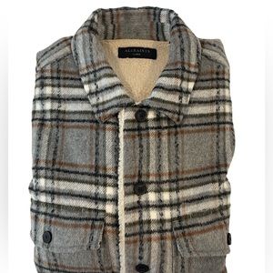All Saints | Plaid Sherpa-Lined Shacket, Size L